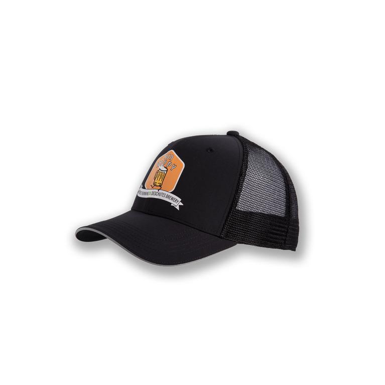 Brooks Men's DISCOVERY TRUCKER Running Hat - Black/White/Green/Orange/Run Hoppy/Deschutes - Canada (